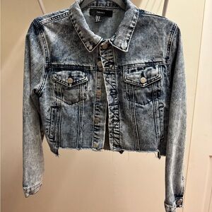 Forever 21 Light Acid Wash Cropped Jean Jacket